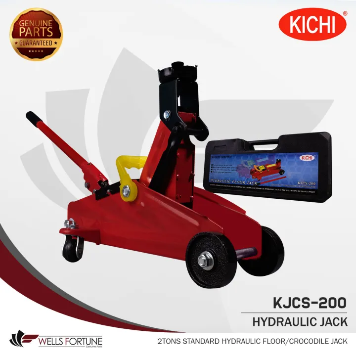 KICHI  CROCODILE JACK 2 TONS STANDARD FLOOR JACK WITH FREE PLASTIC CASE & CROSS WRENCH 15″ 20″ TIRE & WHEELS TOOLS (1 SET)