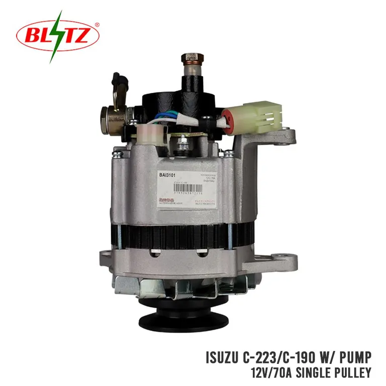 ISUZU C-223 C-190 ALTERNATOR ASSEMBLY WITH PUMP 12V / 70A SINGLE PULLEY BLITZ