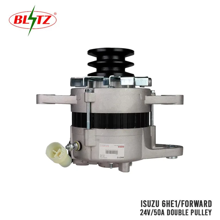 ISUZU 6HE1 FORWARD ALTERNATOR ASSEMBLY 24V / 50A DOUBLE PULLEY BLITZ