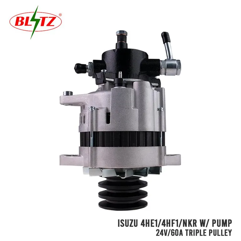 ISUZU 4HE1 4HF1 4HG1 4HJ1 NKR ALTERNATOR ASSEMBLY WITH PUMP 24V / 60A TRIPLE PULLEY (3 PIN) BLITZ